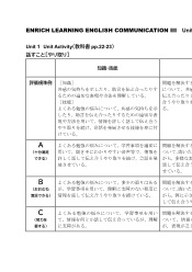 （703）ENRICH LEARNING Ⅲ（令和6年度改訂） Unit Activityルーブリック例