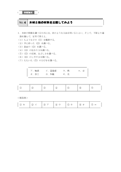 （評価問題例・木材加工）木材と他の材料を比較してみよう