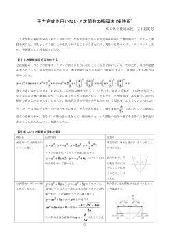 平方完成を用いない２次関数の指導法(実践版)