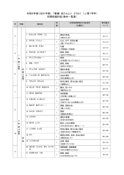 令和6年度（2024年度）「新編 新しい道徳」（第1学年）教材一覧表