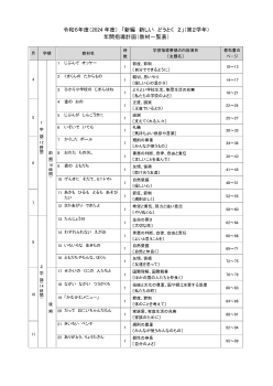 令和6年度（2024年度）「新編 新しい道徳」（第2学年）教材一覧表