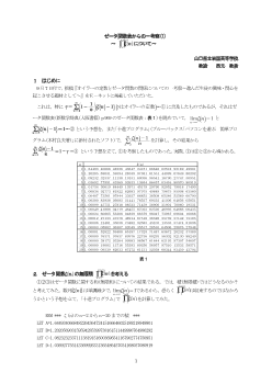 ゼータ関数表からの一考察(1)