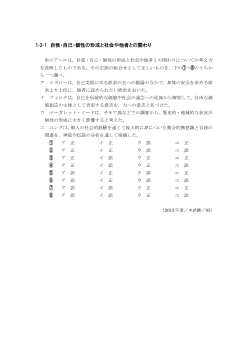 自我・自己・個性の形成と社会や他社との関わり（2013年［倫理］センター試験本試験より）