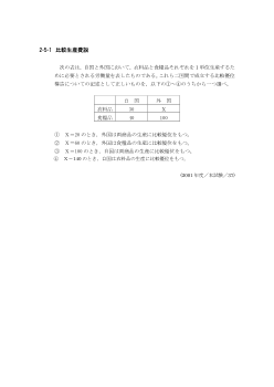 比較生産費説(2001年［政経］センター試験本試験より）