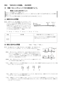 （学力向上問題集）　実験「凸レンズによってできる像を調べよう」