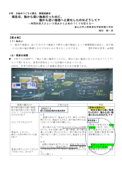 城生は、陸から遠い海底だったのに、陸から近い海底へと変化したのはどうして？― 時間的長大さという視点から土地のつくりを捉える ― ６年　大地のつくりと変化　実践記録④