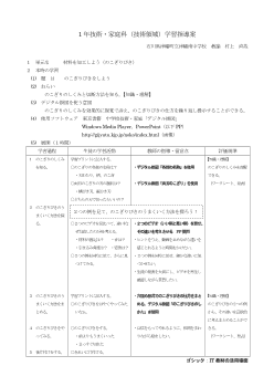 1年（技術領域）学習指導案「材料を加工しよう（のこぎりびき）」