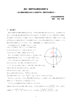 相加・相乗平均の関係を納得する～点と直線の距離の公式による相加平均・相乗平均の図式化～