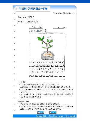 「生活科学習活動カード例」（2年）春をみつけよう－野菜を育てよう－