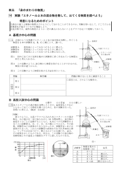 （学力向上問題集）　実験「エタノールと水の混合物を熱して、出てくる物質を調べよう」