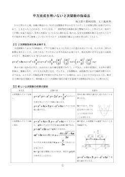 平方完成を用いない２次関数の指導法