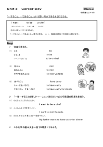 （基本文100選）Unit 3　Career Day 　［Dialog］ I want to be a chef.