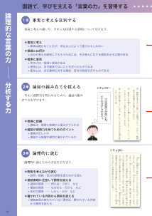 論理的な言葉の力／分析する力（他教科の学習に生かす例･･･理科、保健体育、数学、社会）