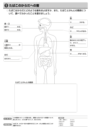 「たばこのからだへの害」指導ワークシート