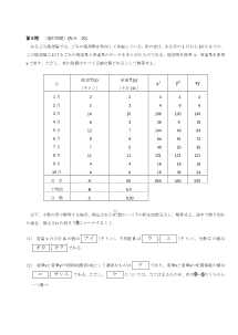 センター試験2013年度追試験［数学ⅡＢ：データの分析（合計，平均値，相関図，ヒスとグラム），２変量の差の２乗の平均］