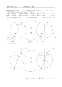 ［板書例］「地球の自転・公転」「 季節のでき方・星座」