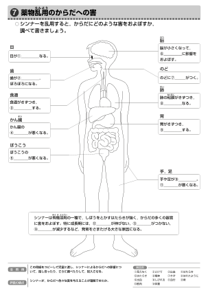 「薬物乱用のからだへの害」指導ワークシート