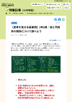 【思考を見せる板書例】3年6章：弧と円周角の関係について調べよう