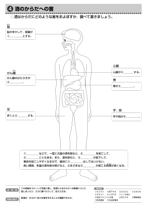 「酒のからだへの害」指導ワークシート