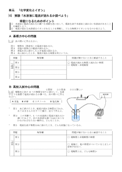 （学力向上問題集）　実験「水溶液に電流が流れるか調べよう」