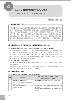 （4）Reading 教材を多様にアレンジするー伝え合うことによる表現力の向上ー（千葉県柏市立松葉中学校）