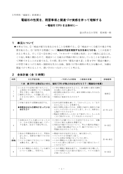 ５年理科「電磁石」指導案２　電磁石の性質を、既習事項と関連づけ実感を伴って理解する―電磁石UFOを主教材に―