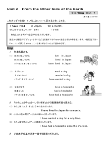 （基本文100選）Unit 2　From the Other Side of the Earth　［Starting Out ①］ I have lived in Japan for a month.