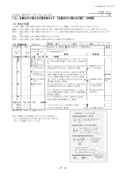 ［単元指導計画］（5年）１５　分数のかけ算とわり算を考えよう 　［分数のかけ算とわり算］　（６時間）　