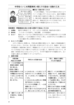 （実践提案）中学校　・いじめ問題事例（導入での話合い活動の工夫）