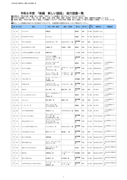 令和6年度用「新編　新しい国語」紹介図書一覧		