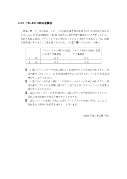 リカードの比較生産費説（2013年［現社］センター試験本試験より）