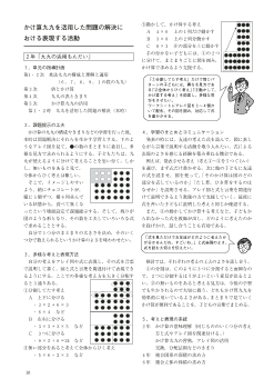 かけ算九九を活用した問題の解決に おける表現する活動（２年）「九九の活用もんだい」