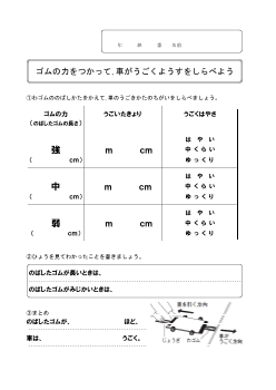 ２　ゴムの力をつかって，車がうごくようすをしらべよう（3年「風やゴムの働き」）