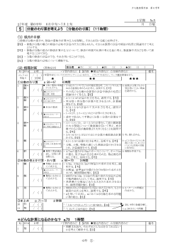 ［単元指導計画］（6年）５　分数のわり算を考えよう 　［分数のわり算］　（１１時間）　