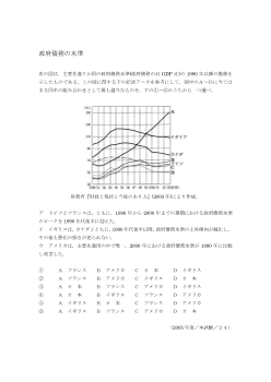 政府債務の水準（2005年［現社］センター試験本試験 ２４)