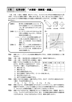 （評価問題）１年 化学分野「水溶液・溶解度・結晶」