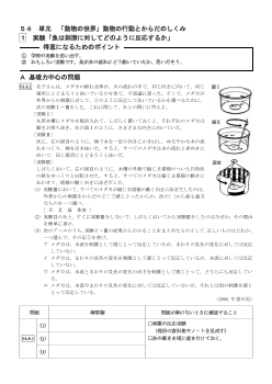 （学力向上問題集）　実験「魚は刺激に対してどのように反応するか」