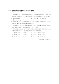 近代国家のあり方を支えるさまざまな考え方(2001年［政経］センター試験本試験より）