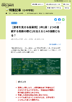 【思考を見せる板書例】3年1章：2つの連続する奇数の積に1を加えると4の倍数になる？