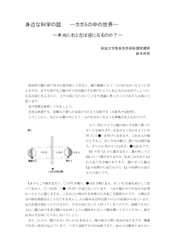 身近な科学の話　―カガミの中の世界― ～本当に右と左は逆になるのか？～